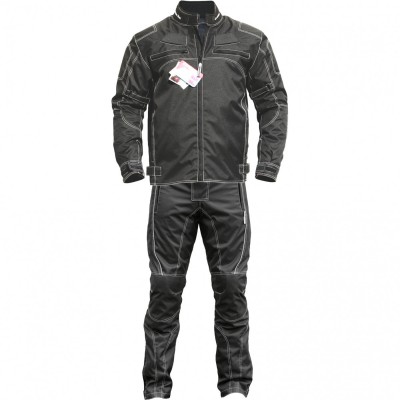 2-teilige Motorradkombi Cordura Textil – Jacke + Hose In 4XL, Schwarz Mit Neon-Akzenten, Wasserdicht & Mit Protektoren