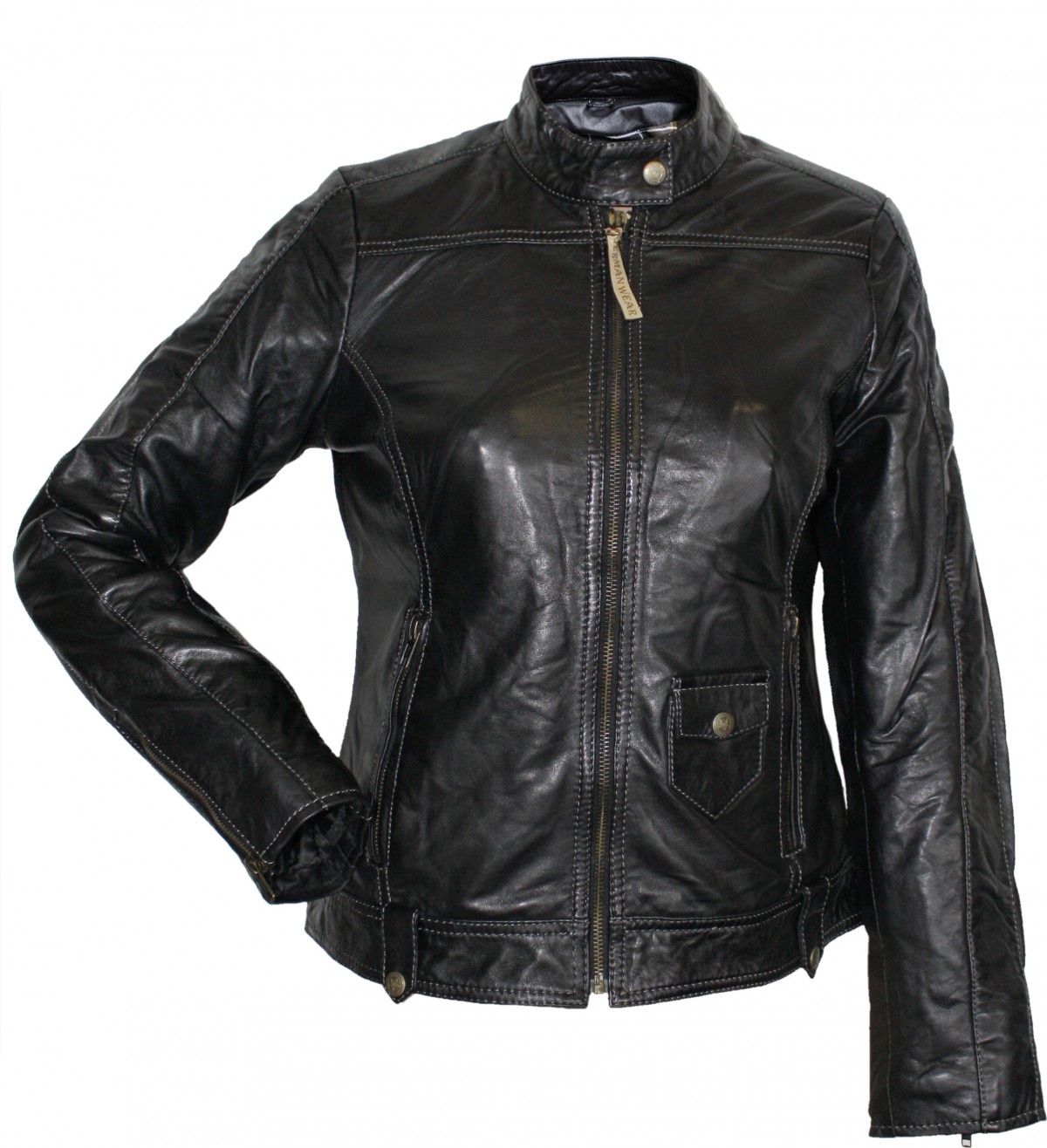 Ladies Leather jacket, fashion lamb Nappa-leather, colour: black
