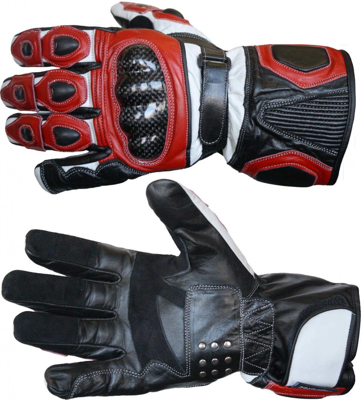 red and white motorcycle gloves