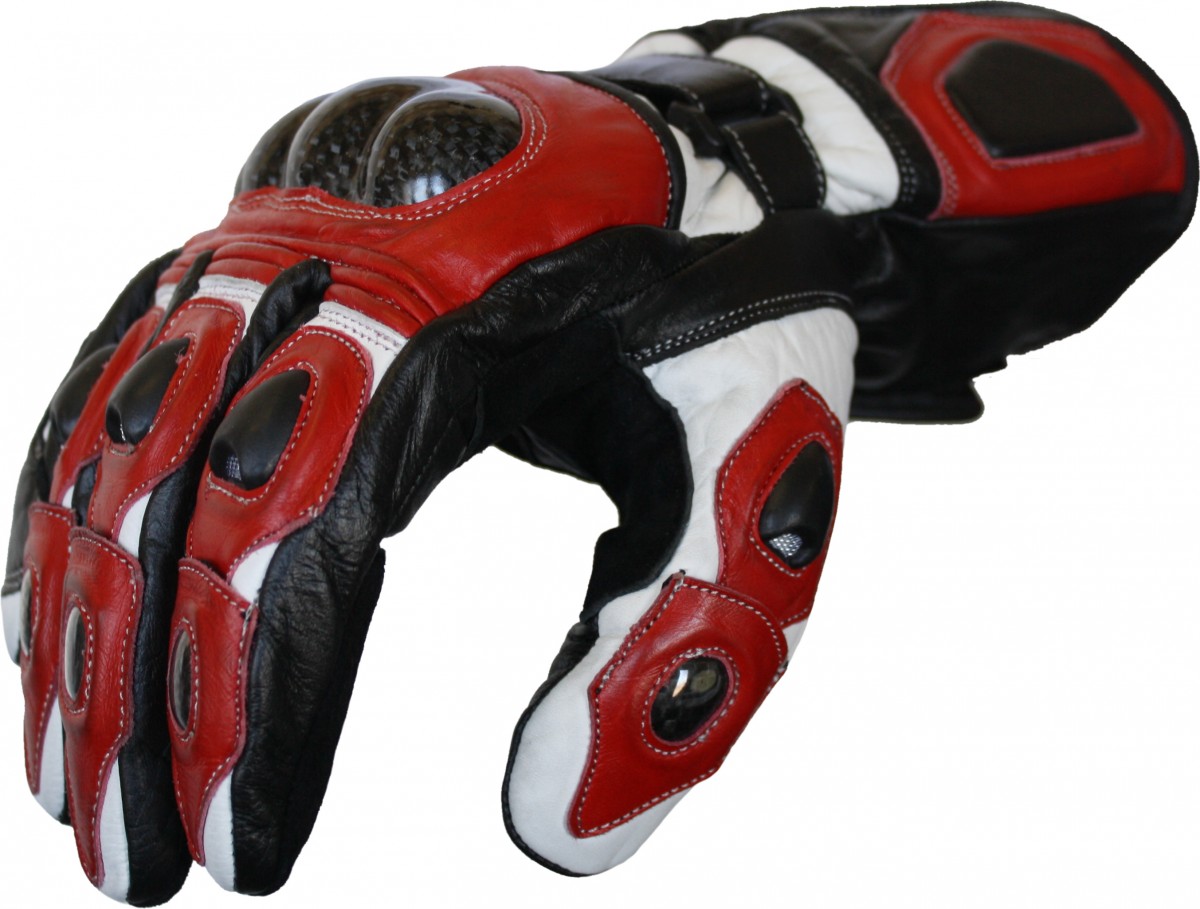 red and white motorcycle gloves